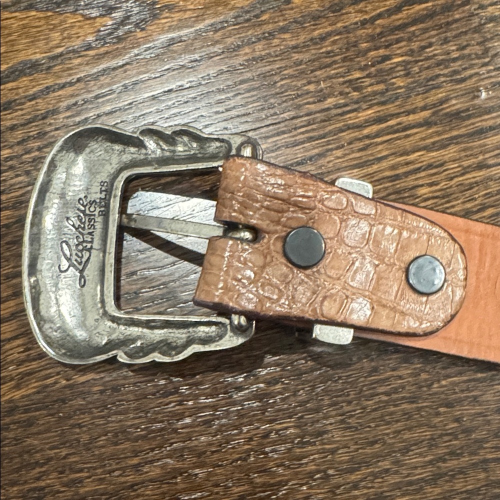 Luchesse Classic Croccodile belt size 44 silver buckle cowboy - Picture 3 of 12